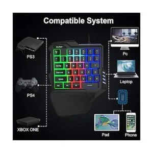 Teclado RGB para juegos de una mano USB con cable Rainbow
