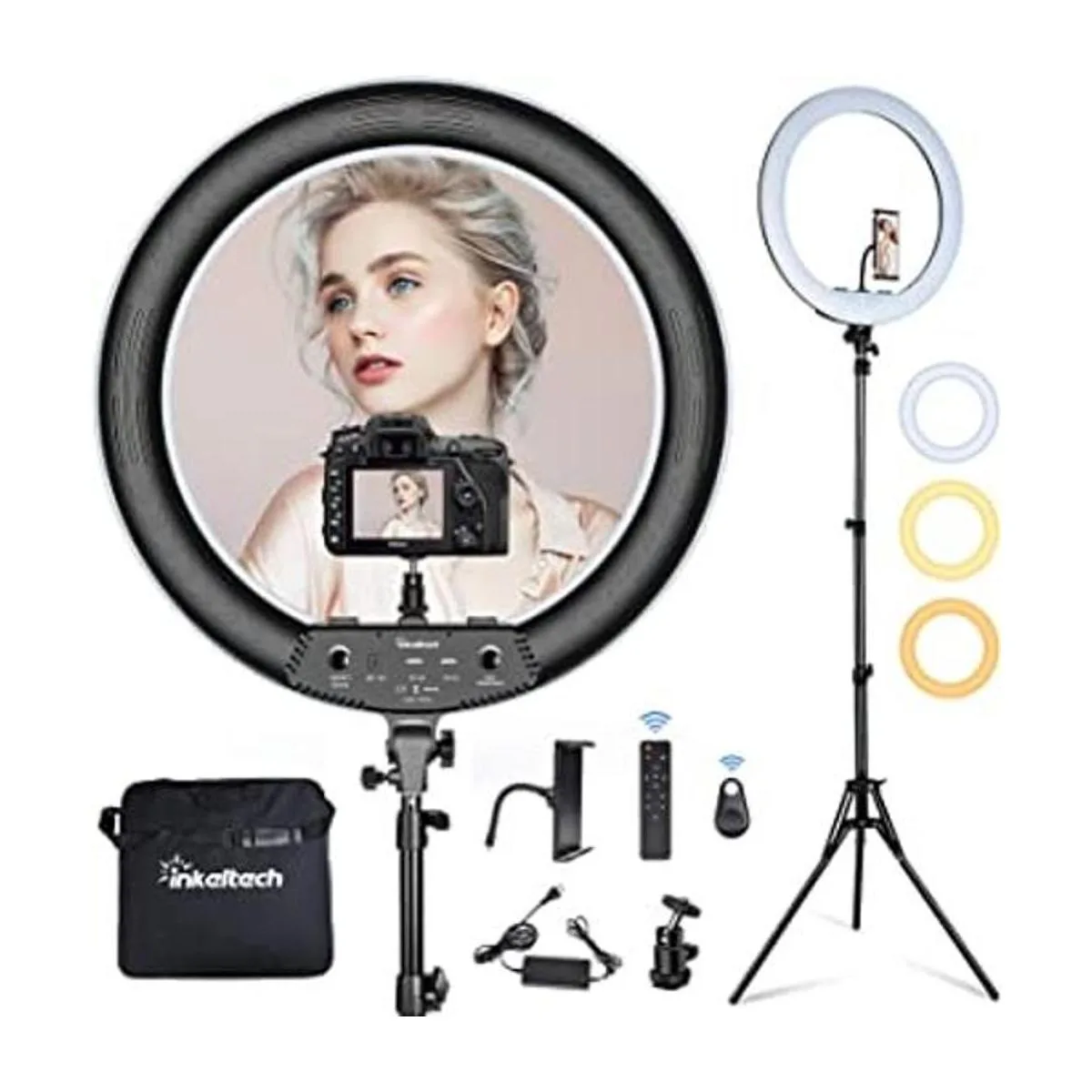 Inkeltech Anillo de luz de 21 pulgadas con trípode y_1