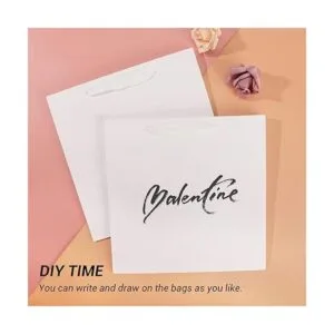 EUSOAR Kraft Bags with Handles 10x10x10 inches Pack of 20