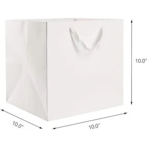 EUSOAR Kraft Bags with Handles 10x10x10 inches Pack of 20