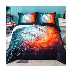 Andency Edredón de béisbol 3D individual 66 x 90