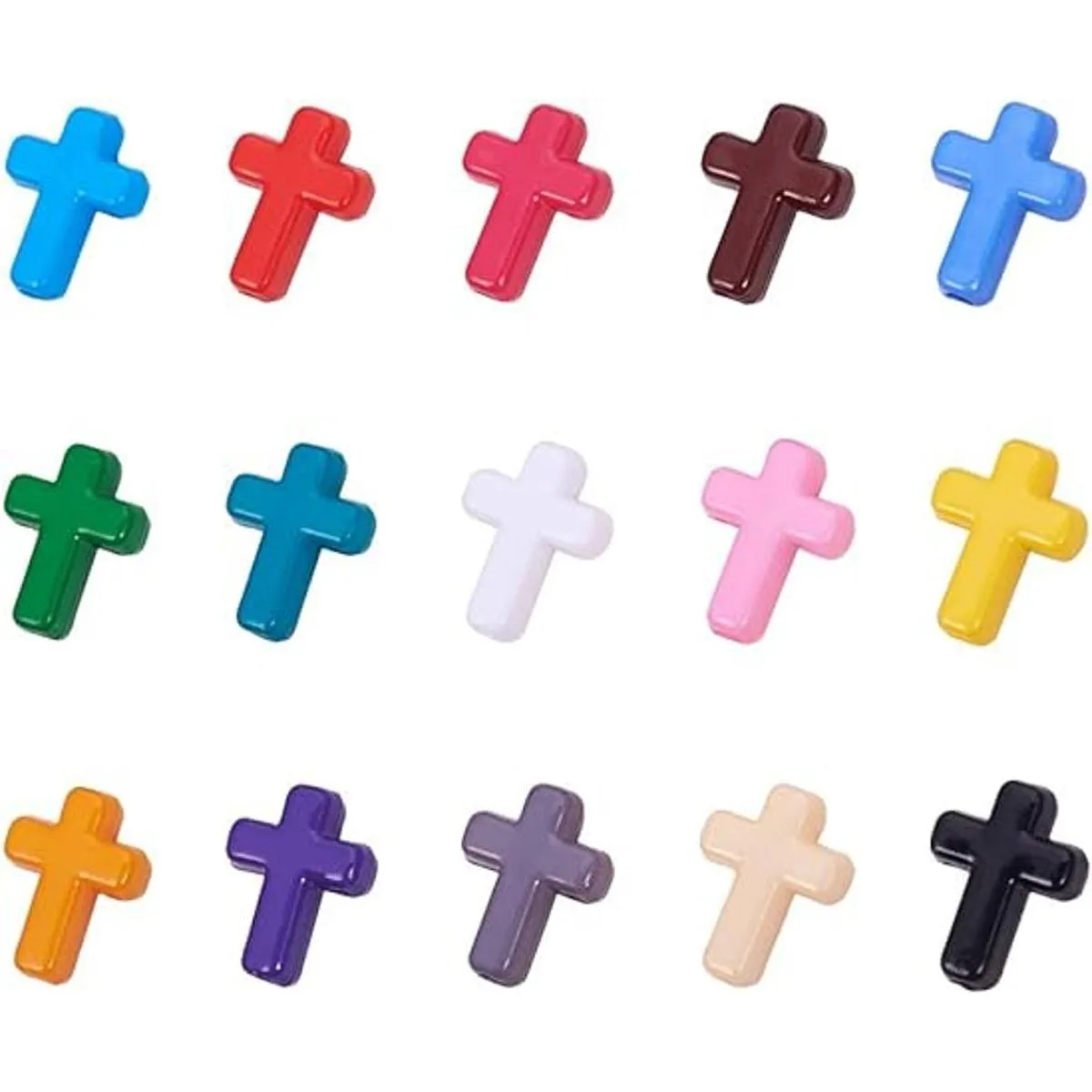 PH PandaHall 300 cuentas de cruz acrílicas de 15 colores