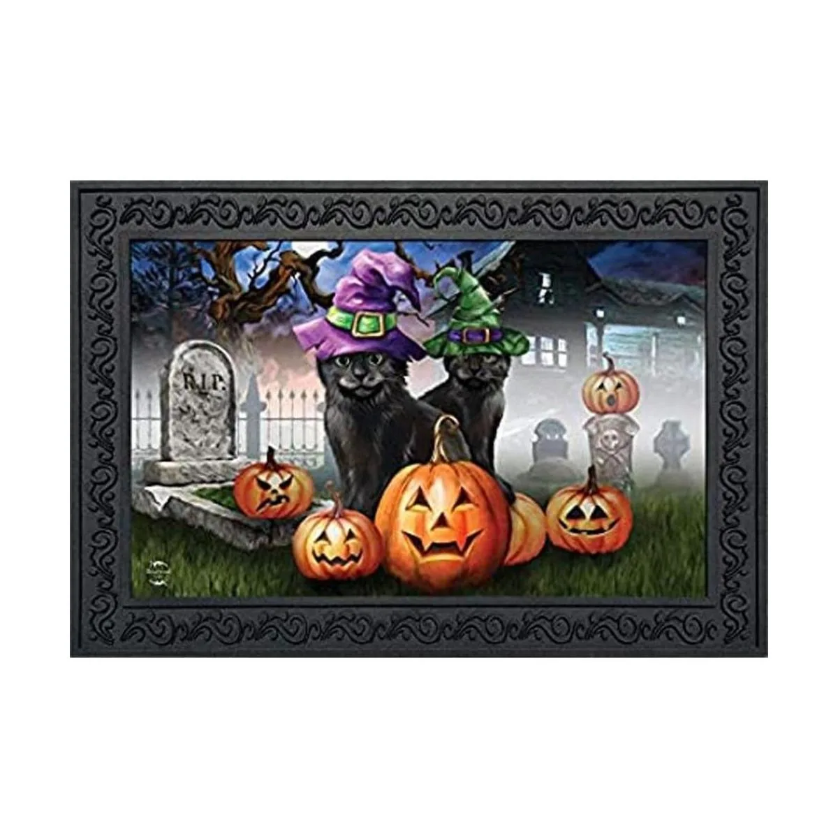 Felpudo de Halloween con diseño de gato oLanterns gatos_1