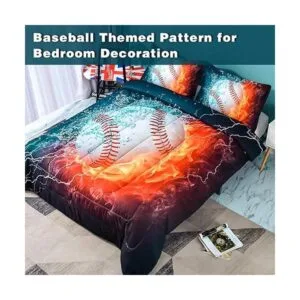 Andency Edredón de béisbol 3D individual 66 x 90