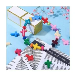 PH PandaHall 300 cuentas de cruz acrílicas de 15 colores