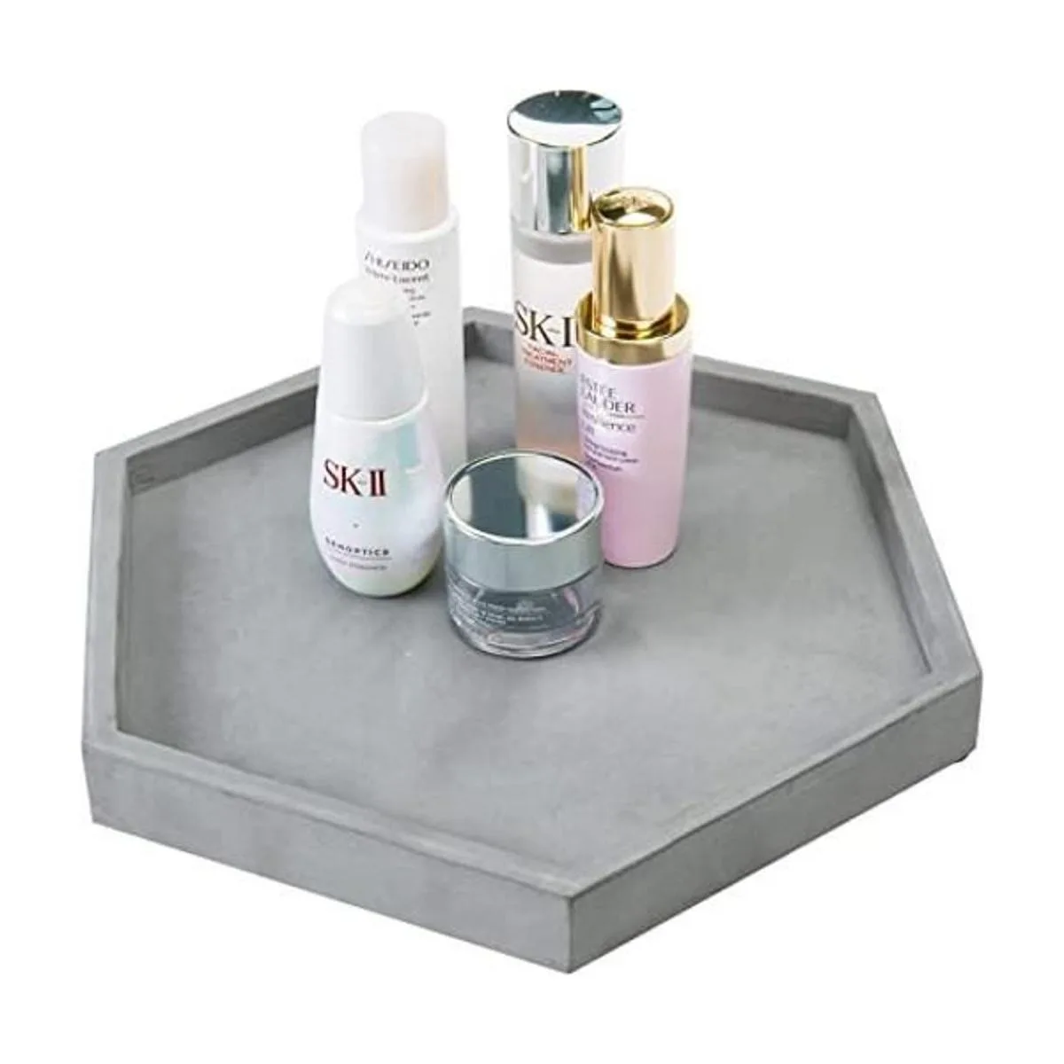 MyGift Bandeja decorativa hexagonal de hormigón gris