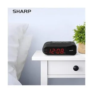 Sharp Digital Alarm Clock Black Case with Red LEDs_6