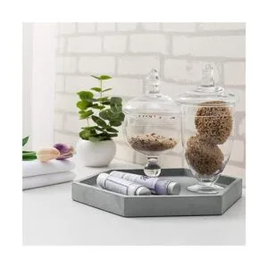 MyGift Bandeja decorativa hexagonal de hormigón gris