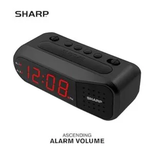 Sharp Digital Alarm Clock Black Case with Red LEDs_5