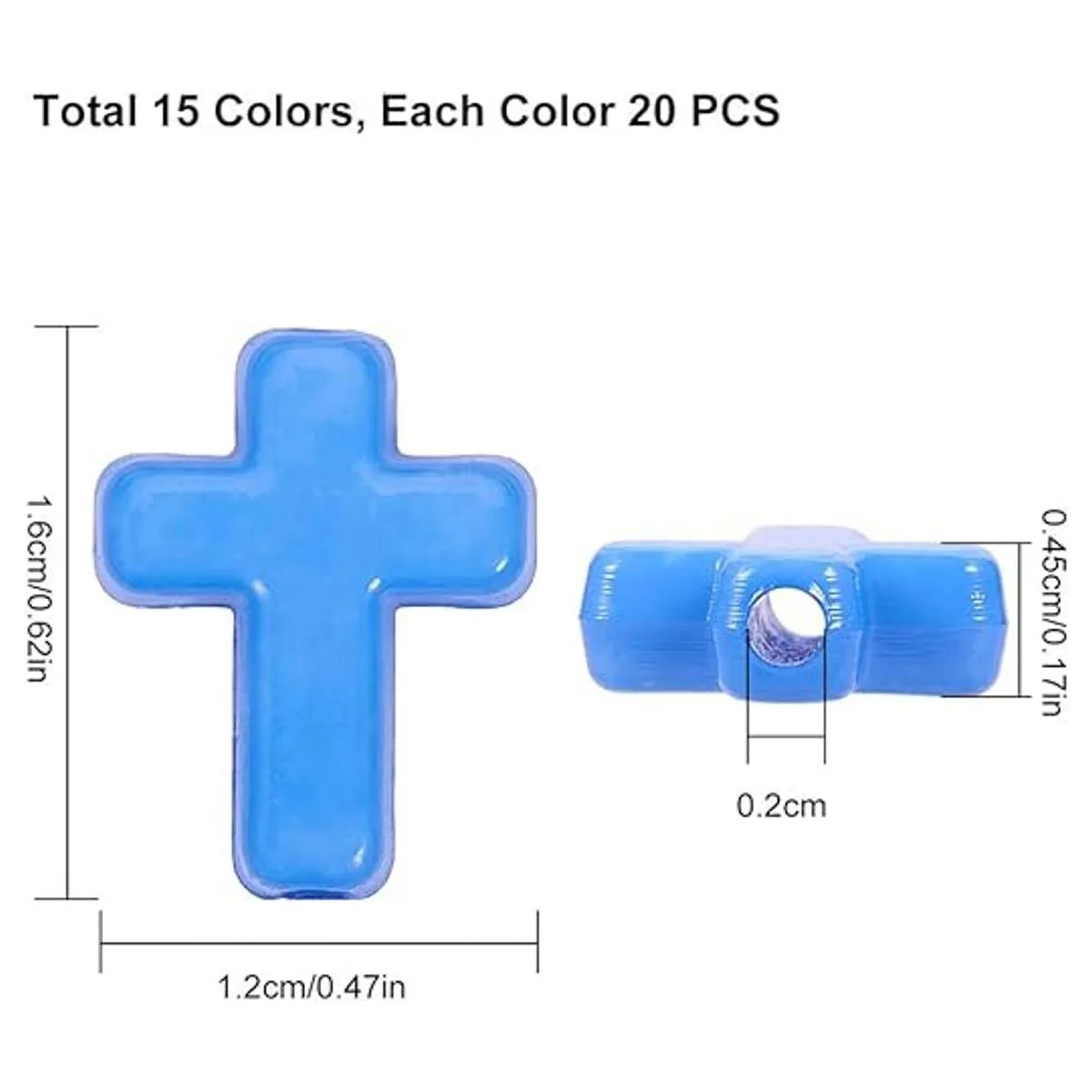 PH PandaHall 300 cuentas de cruz acrílicas de 15 colores