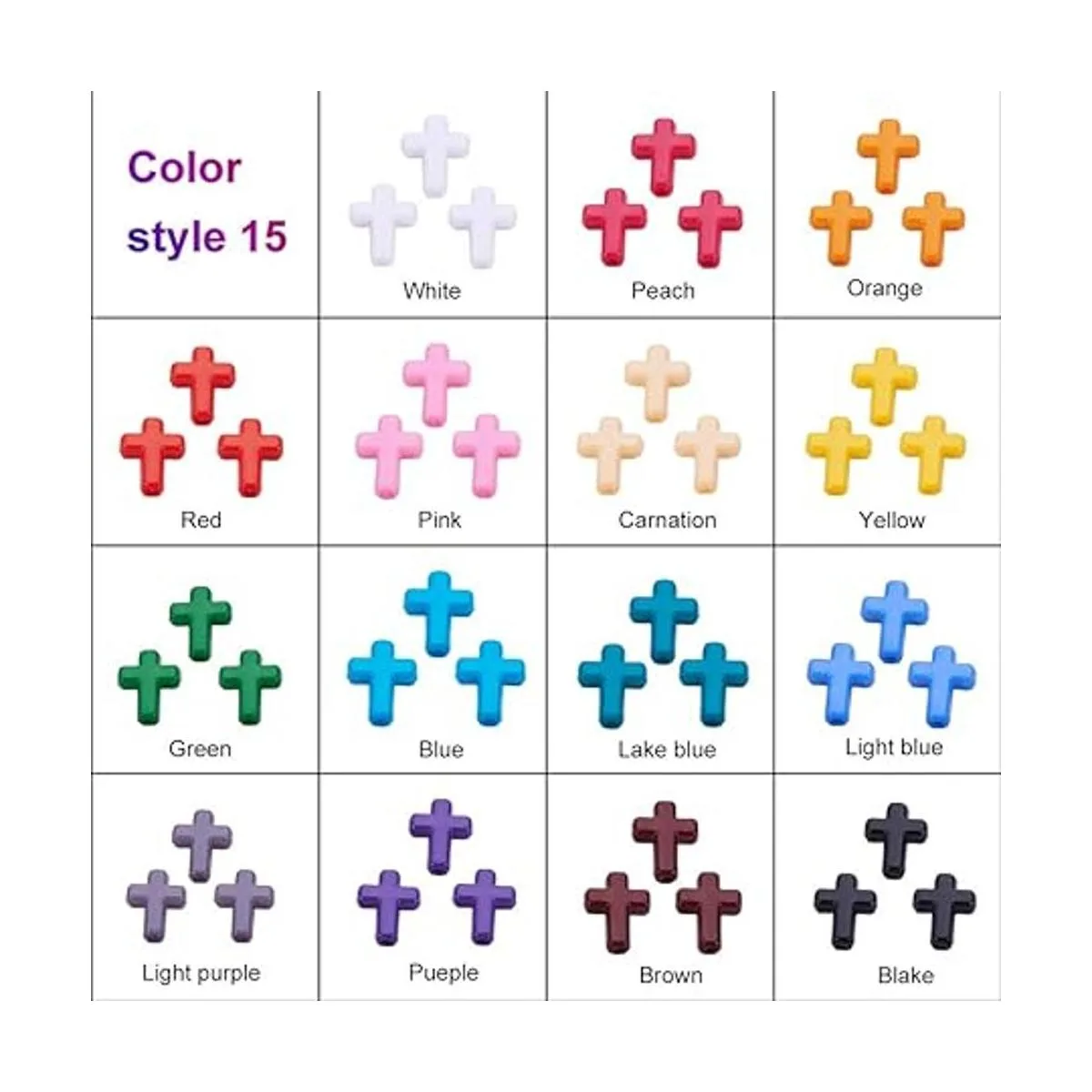 PH PandaHall 300 cuentas de cruz acrílicas de 15 colores