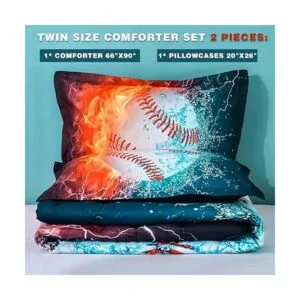 Andency Edredón de béisbol 3D individual 66 x 90