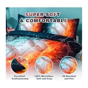 Andency Edredón de béisbol 3D individual 66 x 90