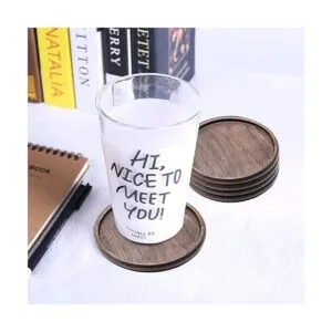 GOH DODD Posavasos de madera con soporte de metal juego_5