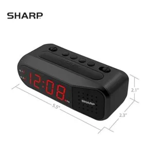 Sharp Digital Alarm Clock Black Case with Red LEDs_4