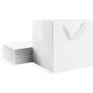EUSOAR Kraft Bags with Handles 10x10x10 inches Pack of 20