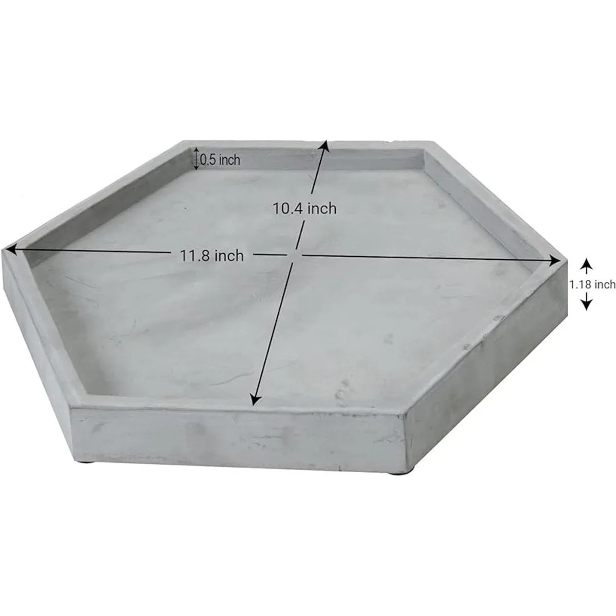 MyGift Bandeja decorativa hexagonal de hormigón gris