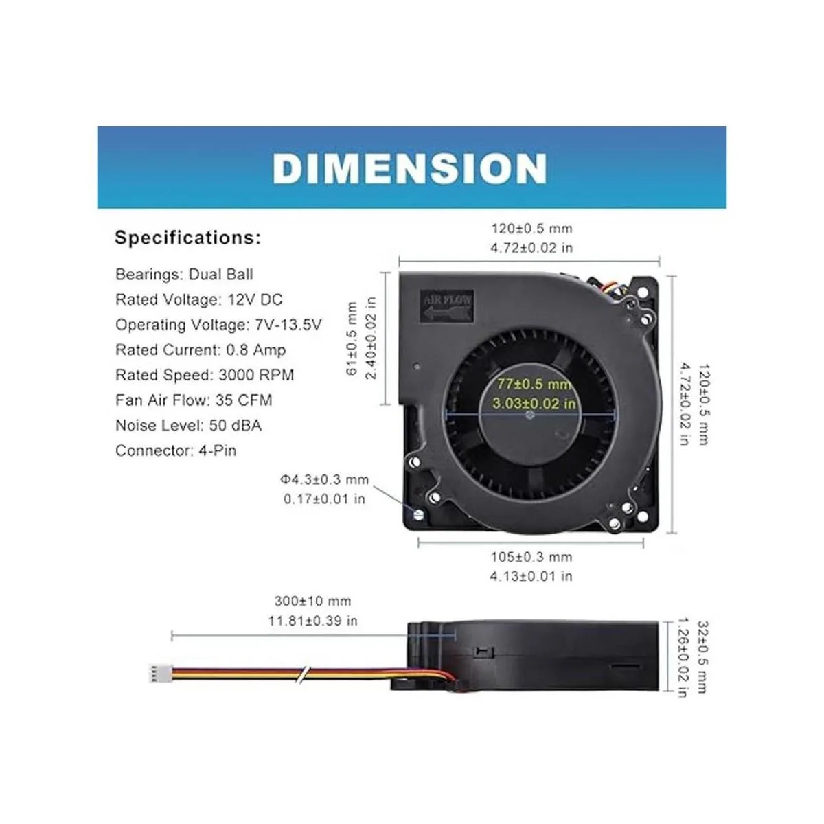 GDSTIME Ventilador de refrigeración PWM de 4.724 in 4_5