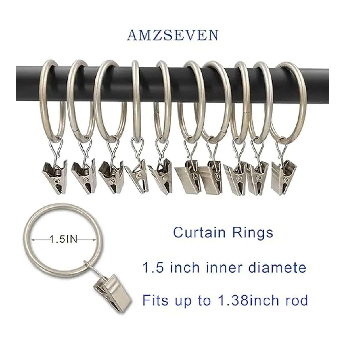 Datttcc Anillos metálicas para cortina con clips_4