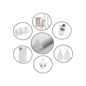 Picheng Hojas de cuero sintético blanco de color liso de