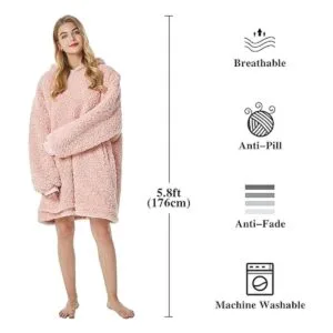 Felicigeely Sudadera de gran tamaño manta de forro polar_2