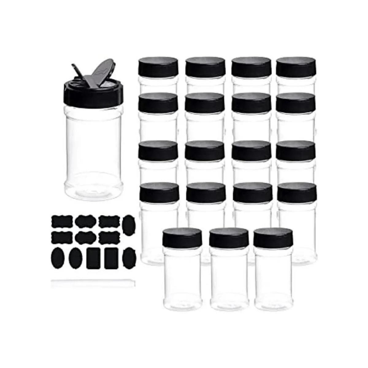 Dabacc Frascos de plástico transparente con tapas para