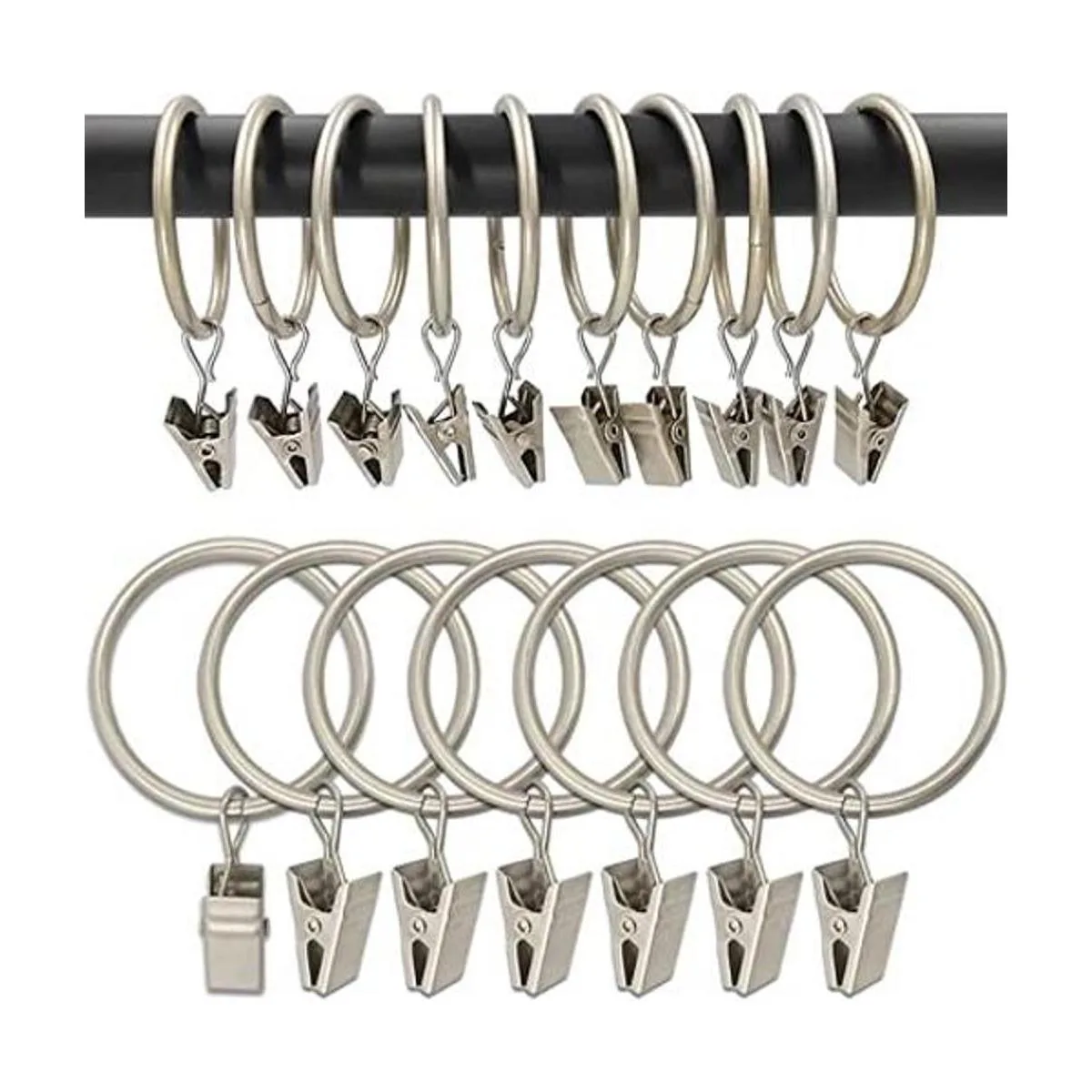 Datttcc Anillos metálicas para cortina con clips_1