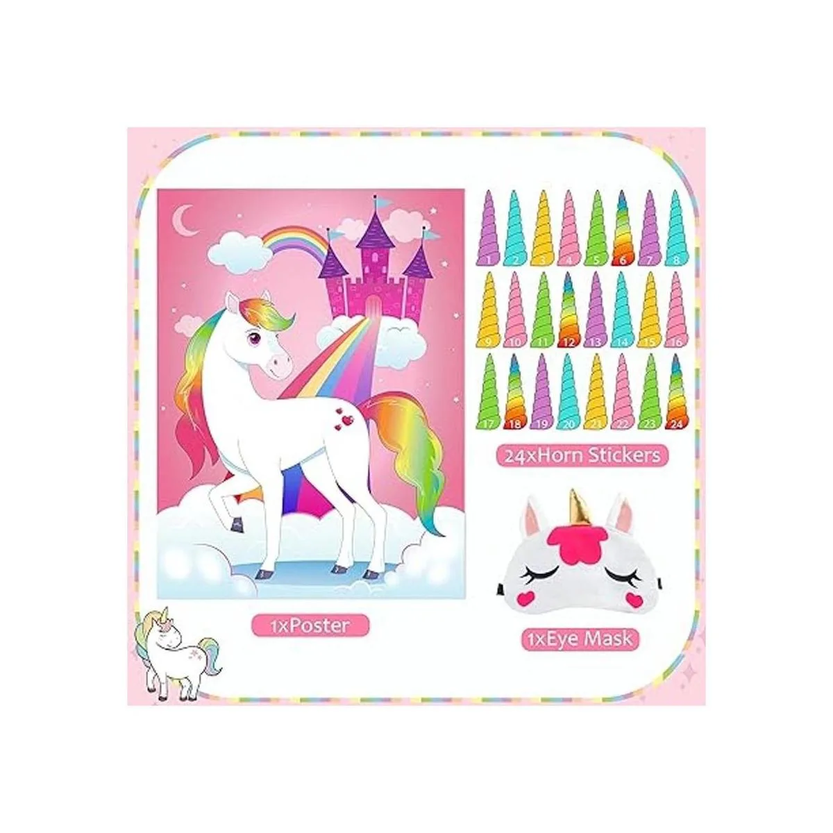 JOYIN 24 piezas Pin The Unicorn Horn and Make a Face_2