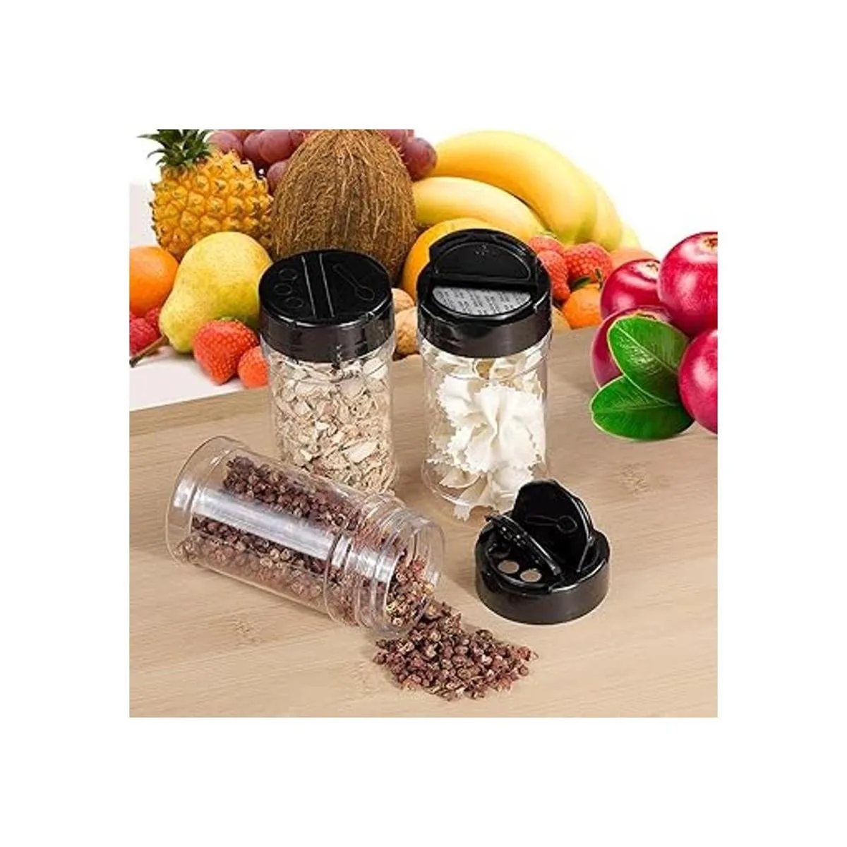 Dabacc Frascos de plástico transparente con tapas para