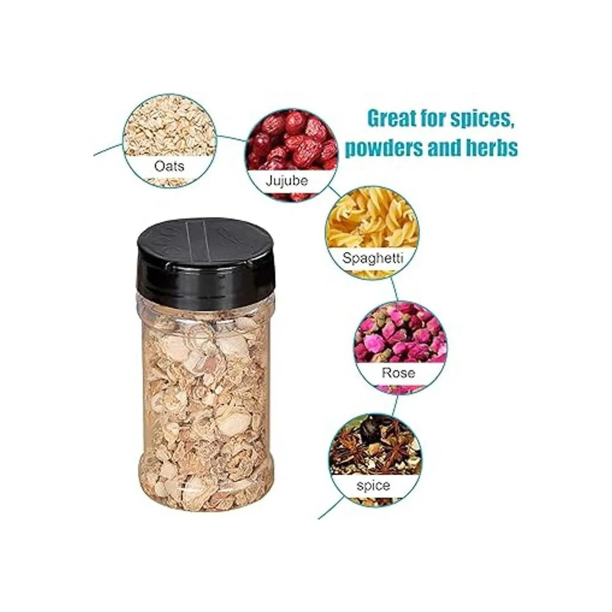 Dabacc Frascos de plástico transparente con tapas para