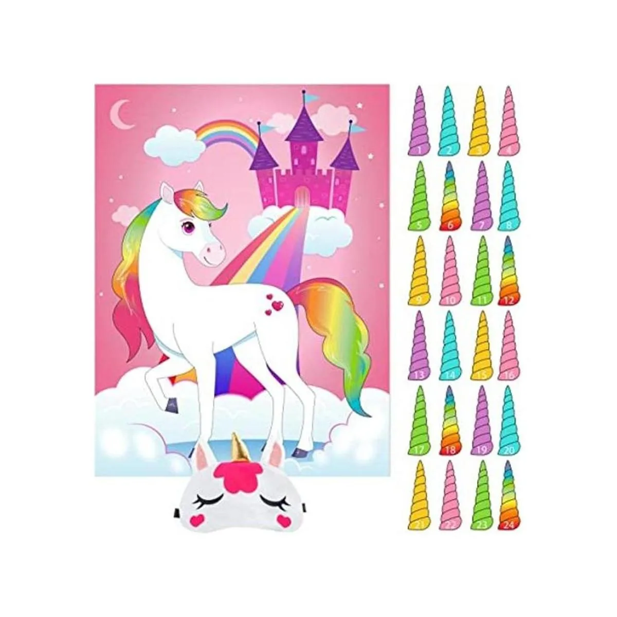 JOYIN 24 piezas Pin The Unicorn Horn and Make a Face_1