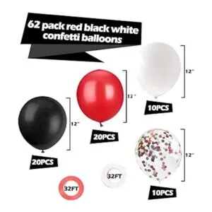 Juego de 62 globos de 12 pulgadas con confeti de color_4