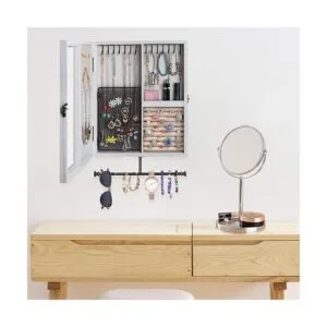 Keebofly Joyero organizador de pared con madera rústica de