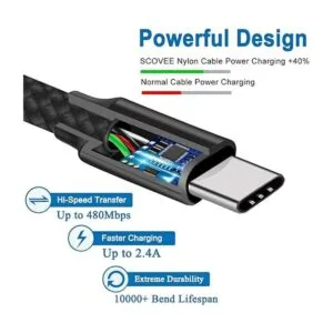 SCOVEE Cable de carga USB tipo C para GoPro Hero 8 Hero 7_4