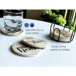 PANCHH Posavasos rústicos de piedra y corcho para