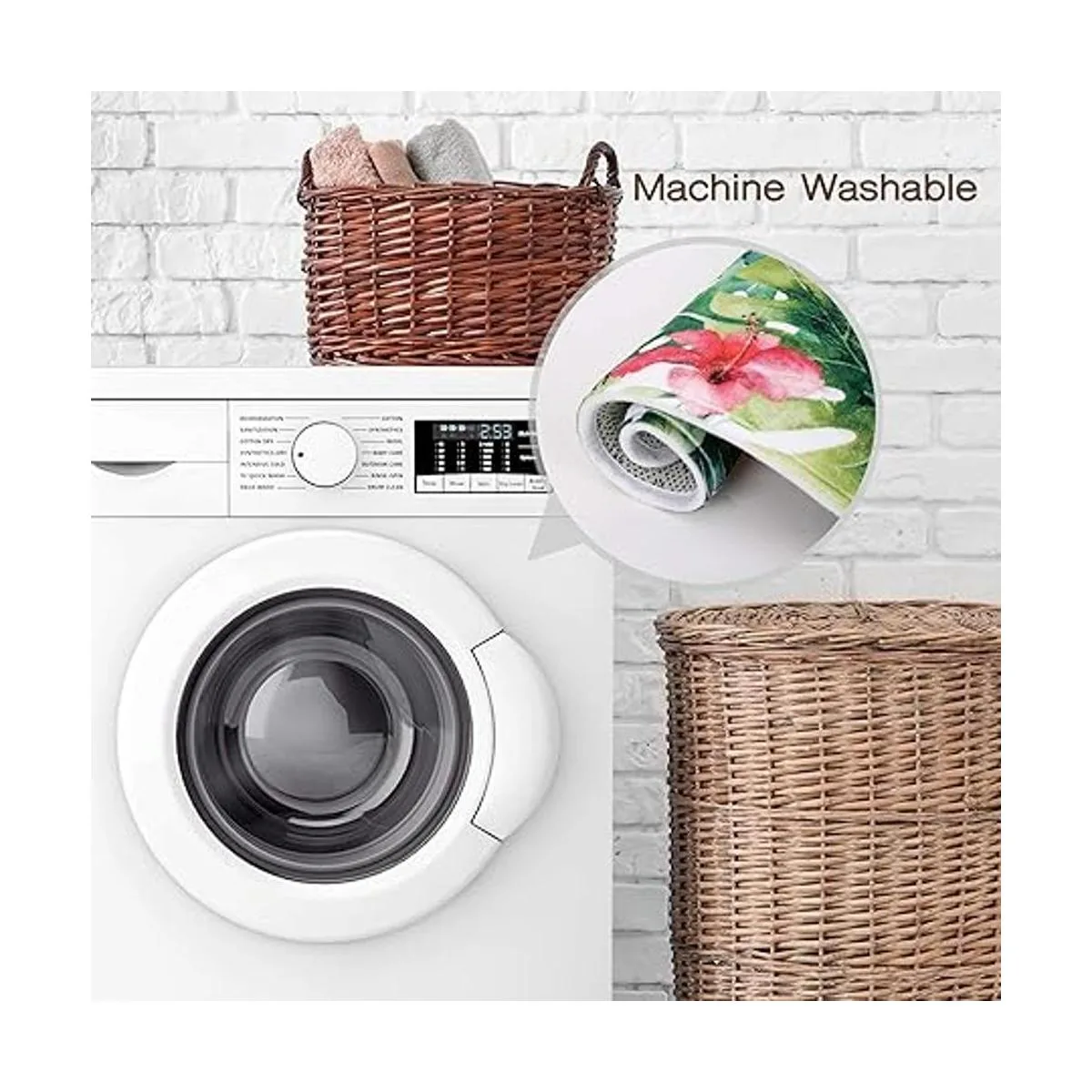 Alfombra de baño Livilan con diseño de flamencos y hojas