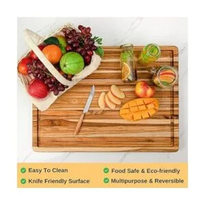 BEEFURNI Tabla de cortar de madera de teca con agarre de_5