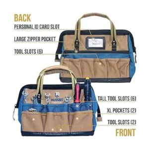 Rugged Tools Field Bolsa de herramientas de boca ancha de