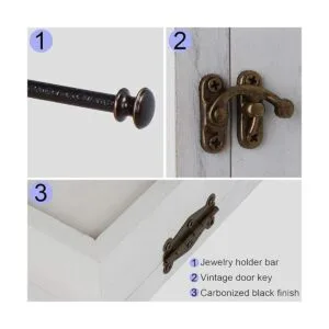 Keebofly Joyero organizador de pared con madera rústica de