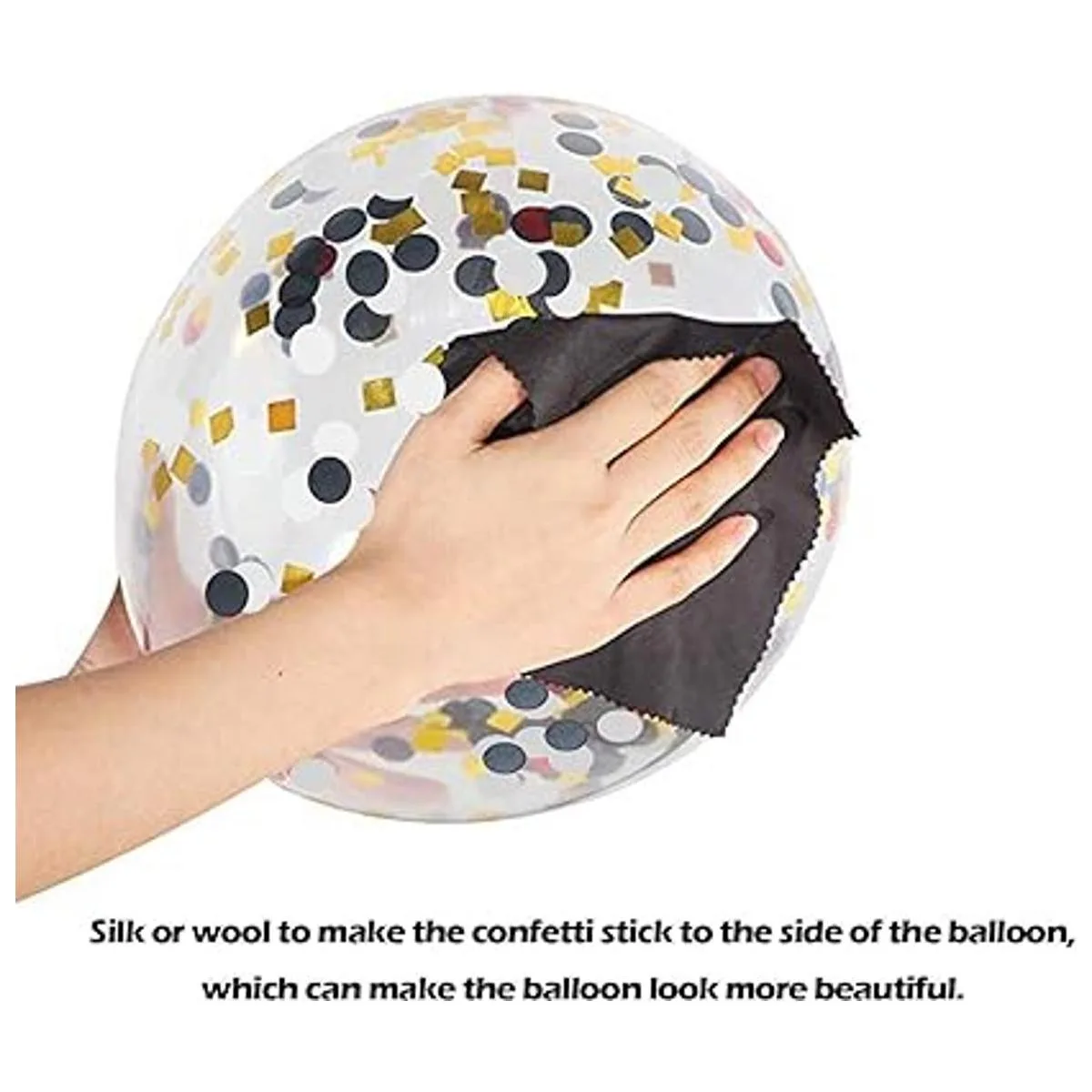 Paquete de 72 globos de confeti de oro negro y oro blanco_6