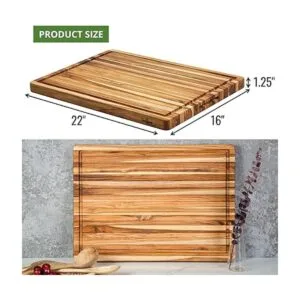 BEEFURNI Tabla de cortar de madera de teca con agarre de_3
