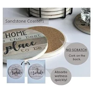 PANCHH Posavasos rústicos de piedra y corcho para