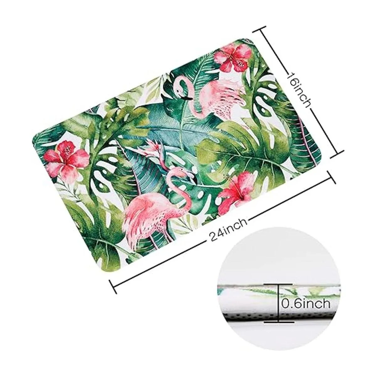 Alfombra de baño Livilan con diseño de flamencos y hojas