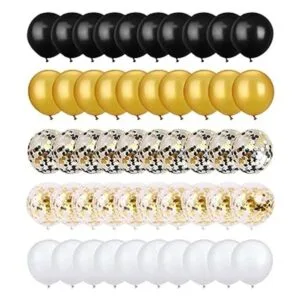Paquete de 72 globos de confeti de oro negro y oro blanco_4