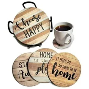 PANCHH Posavasos rústicos de piedra y corcho para