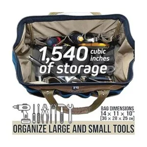 Rugged Tools Field Bolsa de herramientas de boca ancha de