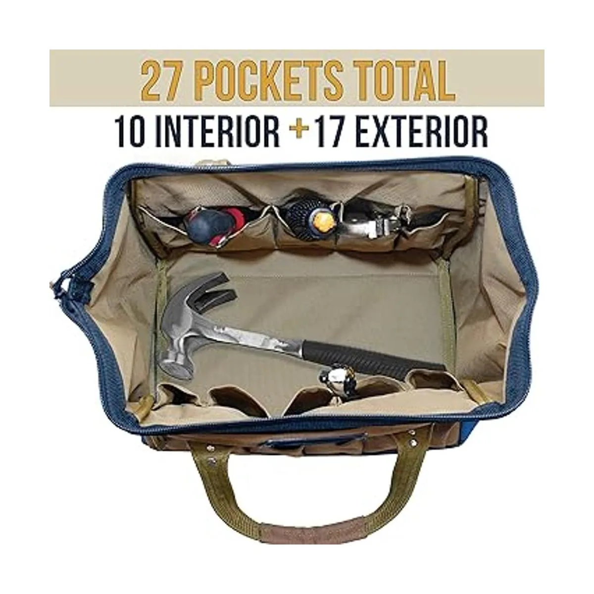 Rugged Tools Field Bolsa de herramientas de boca ancha de