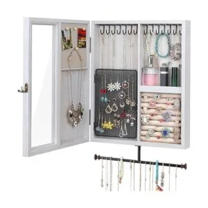 Keebofly Joyero organizador de pared con madera rústica de