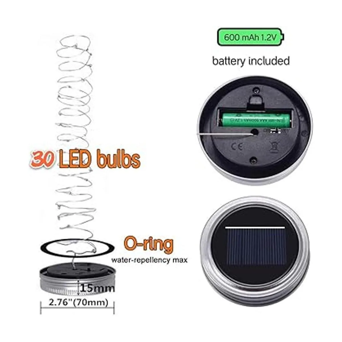 SunKite Juego de 12 luces solares para tarro 30 luces_3