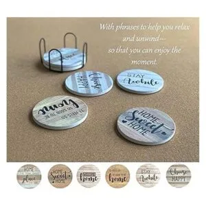 PANCHH Posavasos rústicos de piedra y corcho para